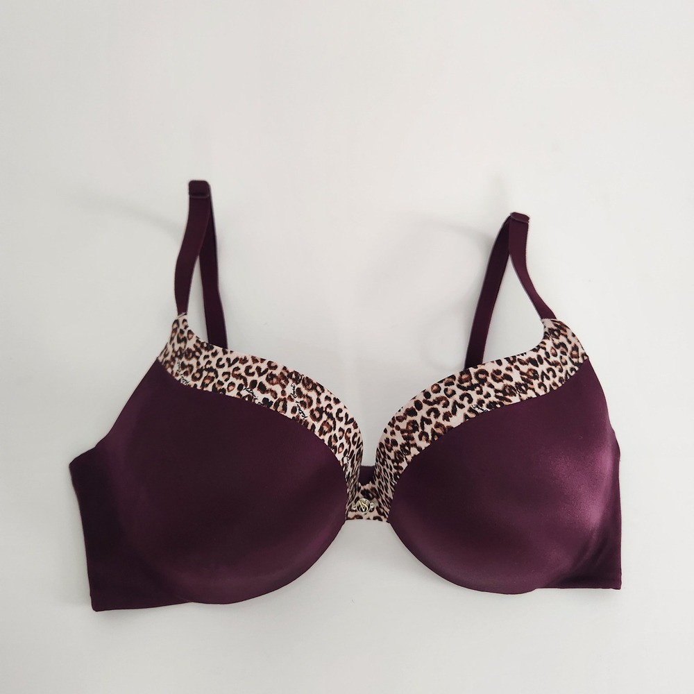 Victoria's Secret Padded underwire Push-Up Bra 34C Burgundy satin